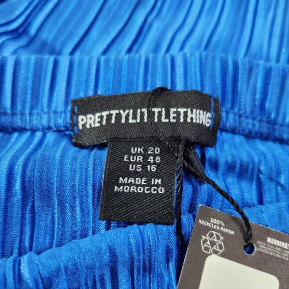 PrettyLittleThing Plus Blue High Waisted Plisse Maxi Skirt UK Size 20 US 16 - Picture 6 of 14